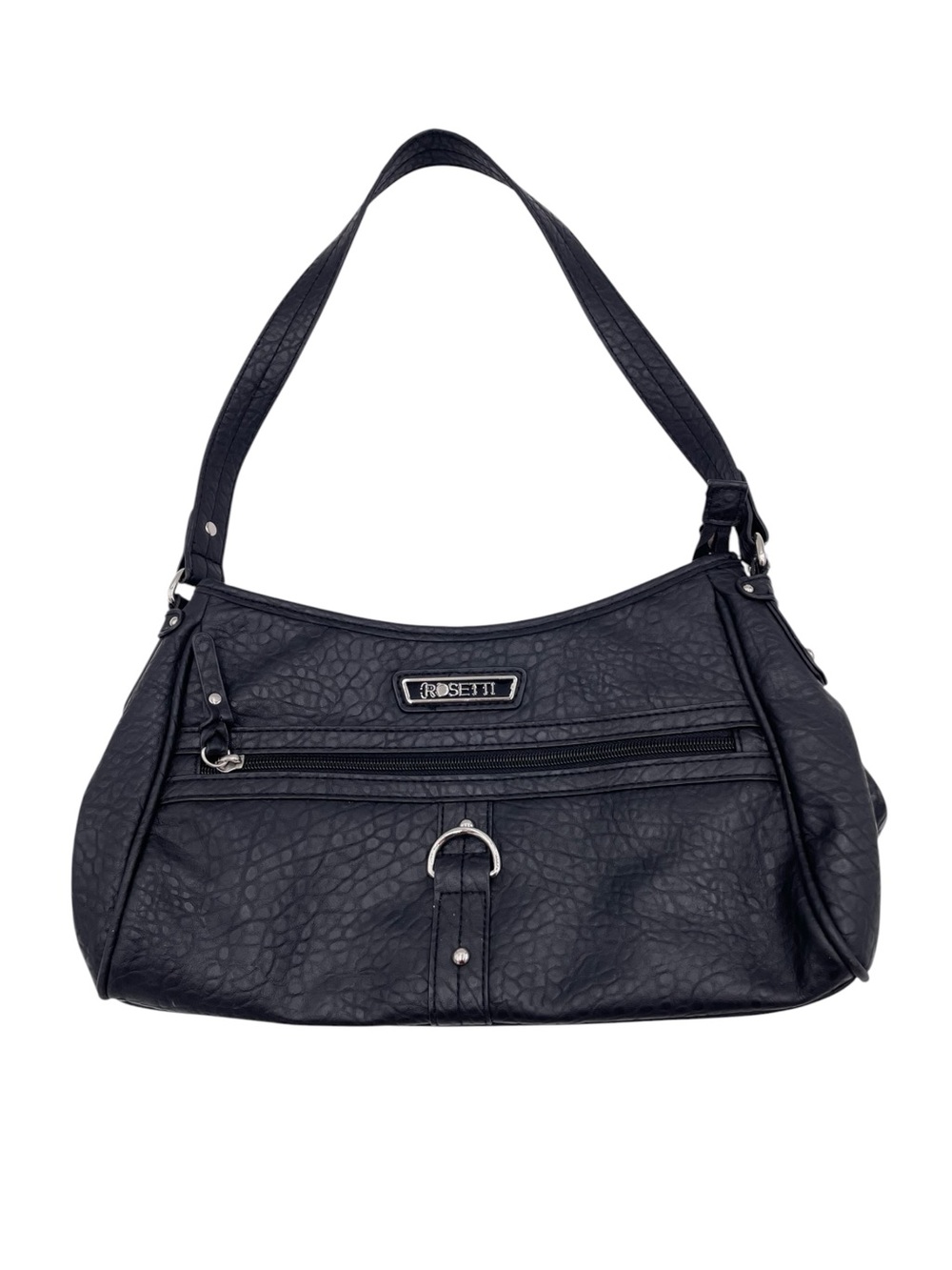 Vintage Rosetti Shoulder Bag Purse Black Faux Leather Reptile Embossed 90s Y2K